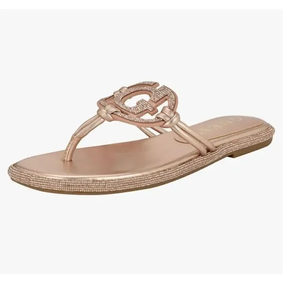 Guess shimmery glitter Saima size 11 pink crystal flip flop sandals