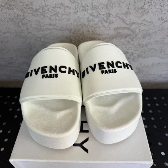 Givenchy Platform Pool Slide‎ Sandals Womens 41 White Rubber Resortwear