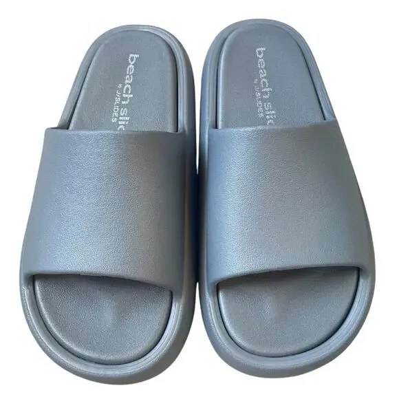 J Slides Squish Gray‎ Beach Slides Size 6 NWT