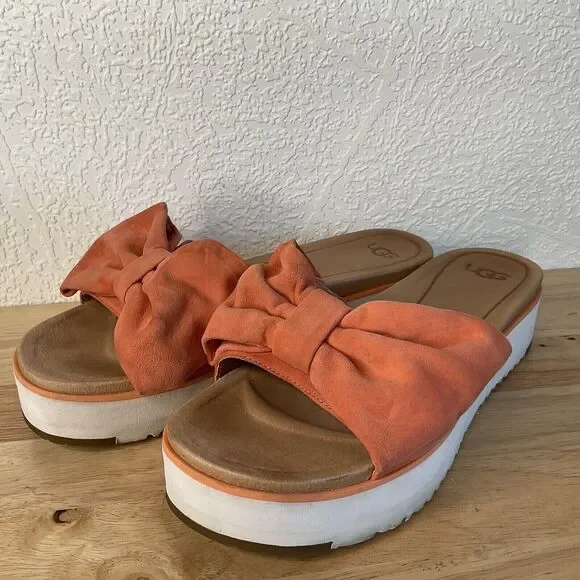 UGG Joan Vibrant Coral Clog Platfrom‎ Slid Sandals Women Size 9.5