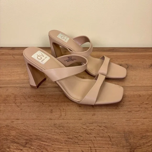 DOLCE VITA Veniss Block Heel Sandals Nude Tan Women Size 8.5 Open Toe Strappy