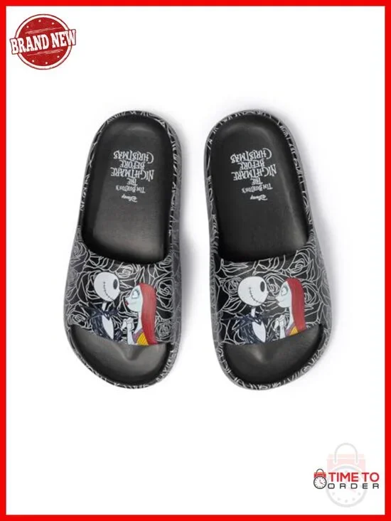 Jack Skellington Sally Rose Print Pool Slides Sandals EVA Quick-Dry Open Toe