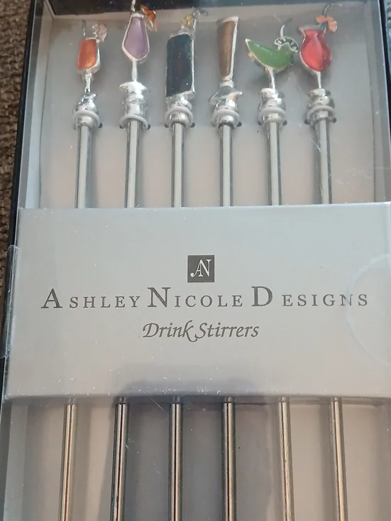 Ashley Nicole Designs Colorful Enamel Drink Stirrers (Set of 6)