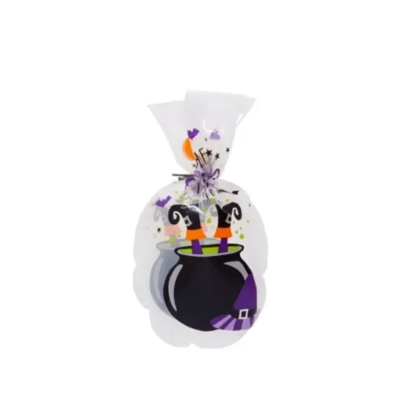 The Witch Is In Halloween Treat Bags 26 Count Chaudron Bats Moon Stars Hat Boots