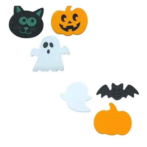 Lot of 2 Packs Holiday Foam Stickers 100 ct Pumpkin Black Cat White Ghost Party