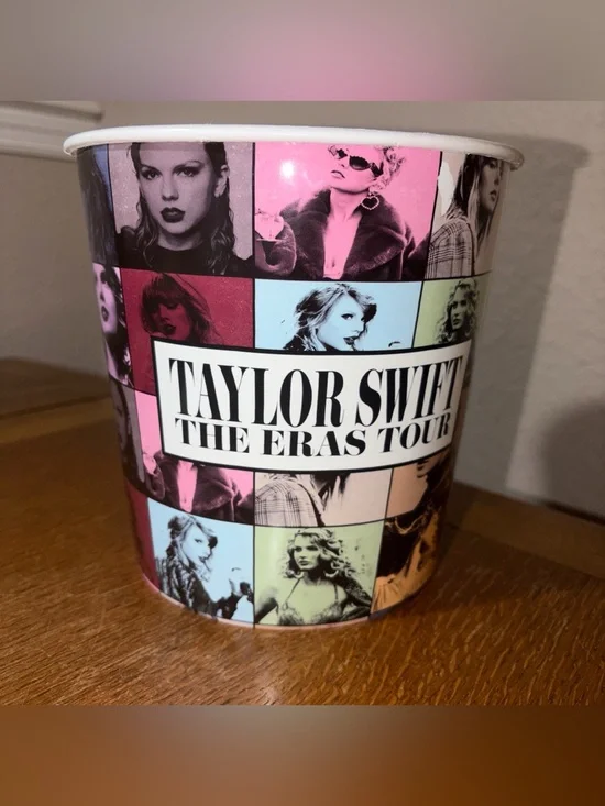 Taylor Swift The Eras Tour Collage Popcorn Bucket - Pink/Blue/Black