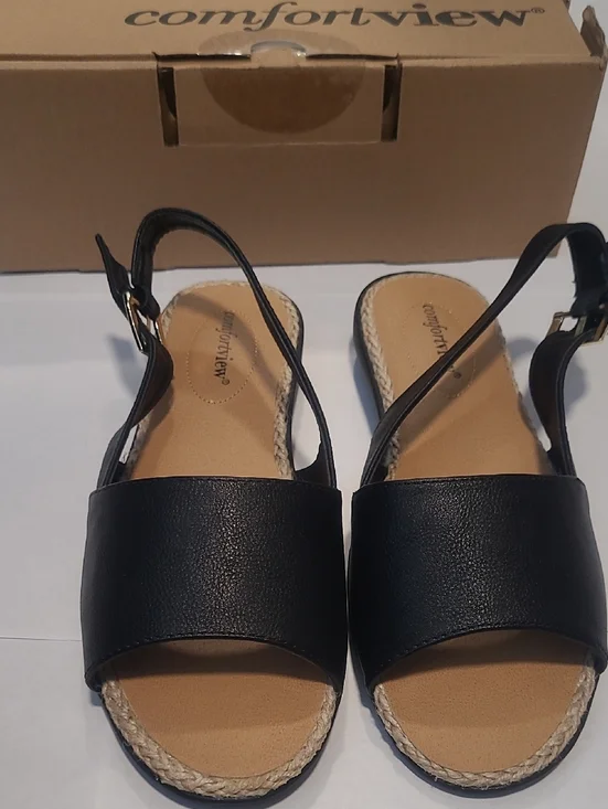 Comfortview Black with Tan interior Slingback Sandals