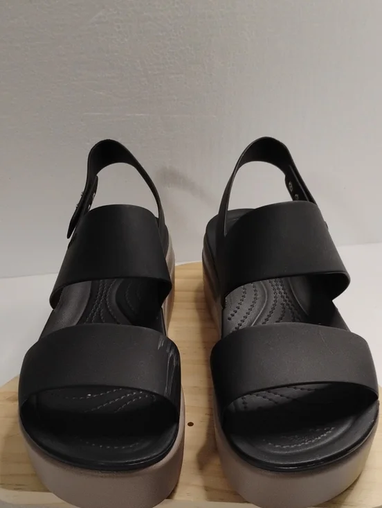 CROCS Black and Taupe Platform Sandals