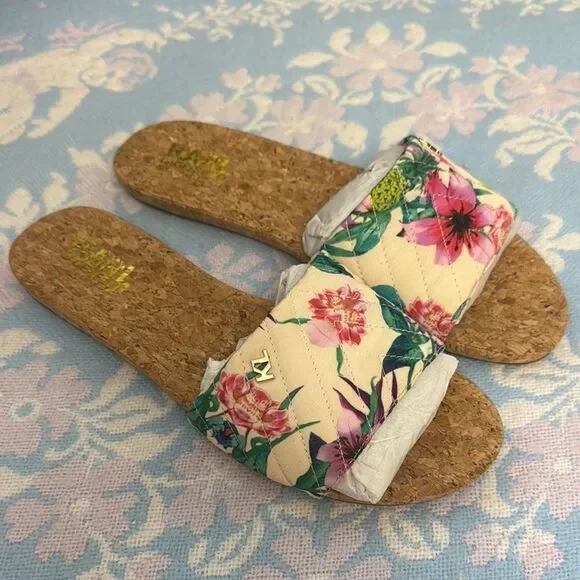 *Karl Lagerfeld* Sz 11 Floral Cork Slide Sandals NWOT!