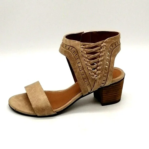 Not Rated Shoes‎ Womens Vienna Ankle Boot Sandal Cream Side Zip Block Heel 6 NEW