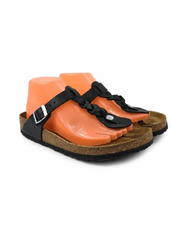 Birkenstock Gizeh Braided Black Leather Women's Sandals Size 9‎
