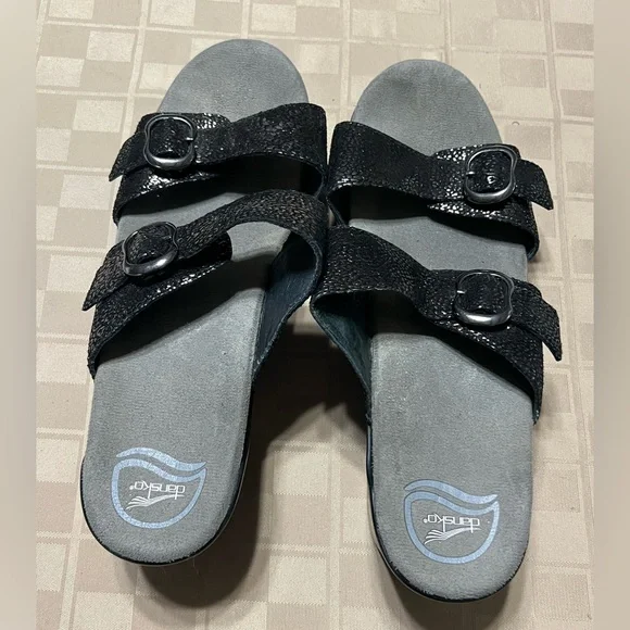 Dansko Sophie EUR 42 Slide Sandal 11.5 - 12M Metallic Leather 2 Strap Adjustable