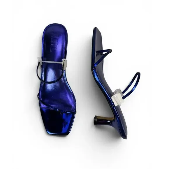 Faryl Farylrobin Aria Sandal Womens‎ 8.5 Metallic Purple Blue Square Toe Strappy