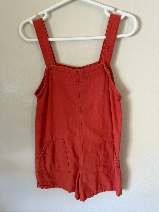 Old Navy Rust Red Linen Romper Overalls