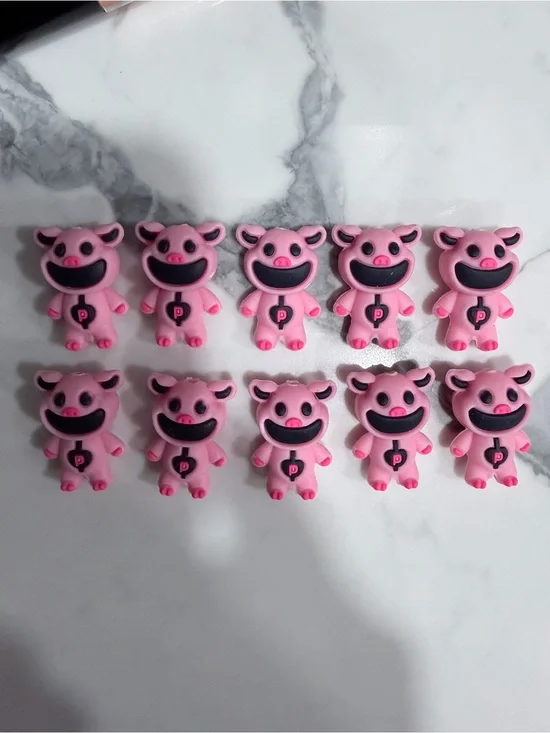 PickyPiggy Poppy Playtime Pink Pig Silicone beads - Set of 11.