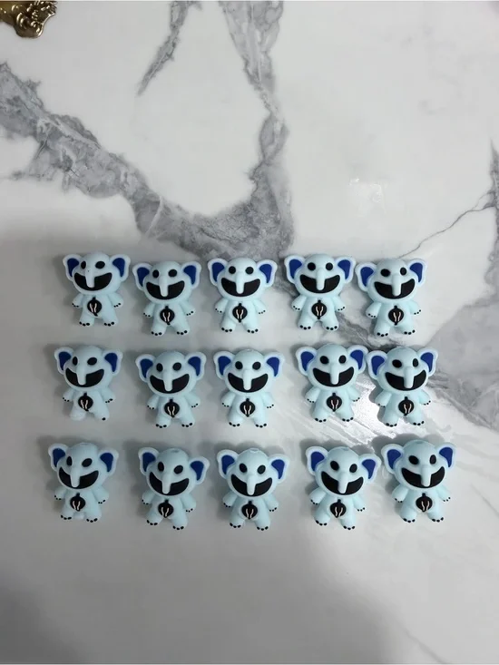 Poppy playtime Cute Light Blue Elephant Focal bead- Set of 15.