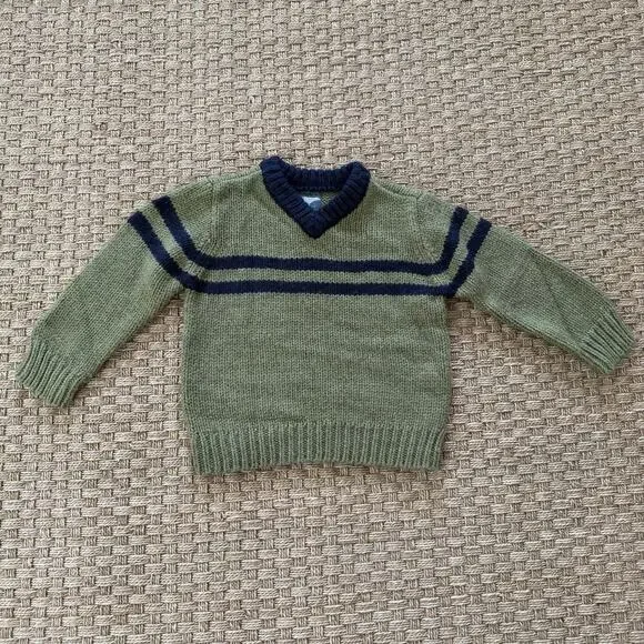 Old Navy Toddler’s VTG Style Green/Navy Blue Stripe Sweater Size 3T Long Sleeve