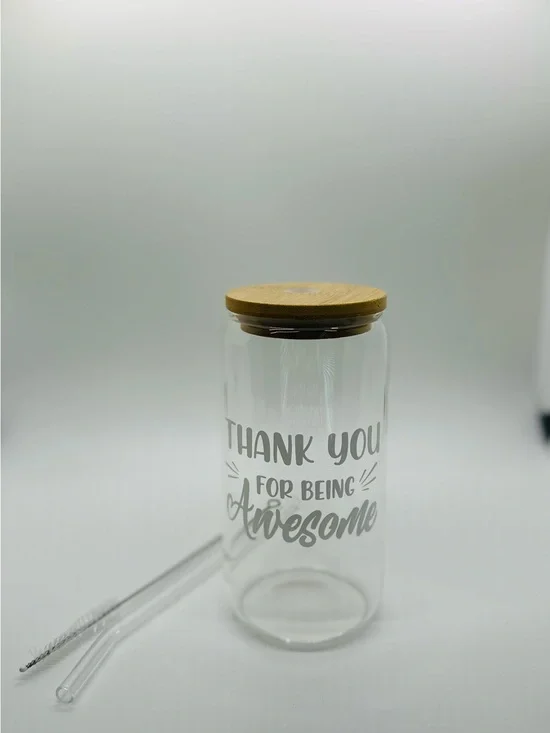 Glass Drink Jar with Bamboo Lid - 