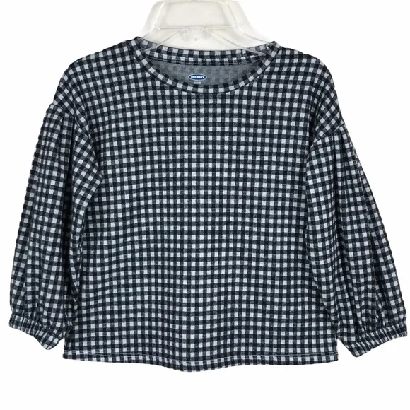 Old Navy Girls Check Puff‎ Sleeve Top