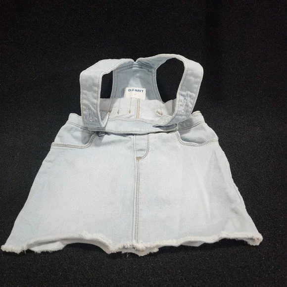 Old Navy Baby Girls Denim‎ Overall Dress 3T Light Wash Frayed Hem