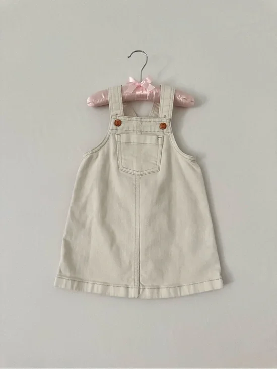 Old Navy Cream Denim Pinafore Dress for Girls