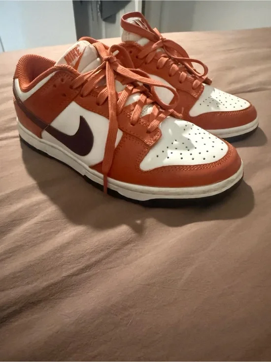 Nike Low-Top Sneakers in Orange, White & Dark Swoosh