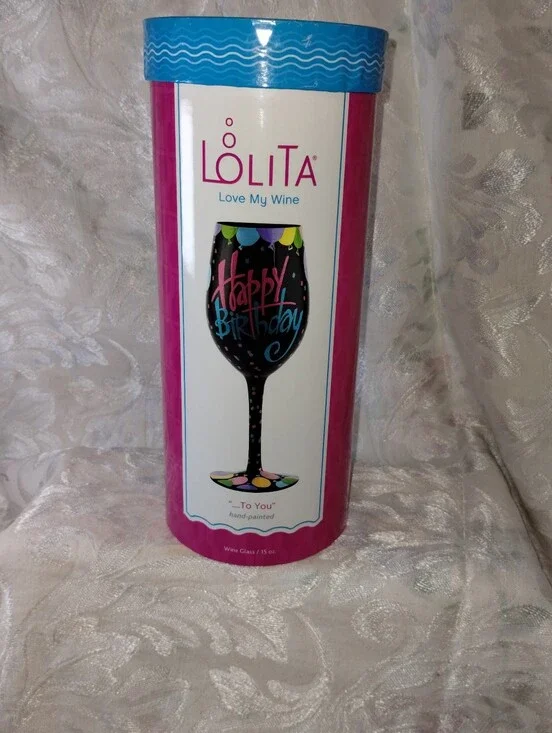 Lolita Multicolor Hand-Painted 'Happy Birthday' Wine Glass Tube