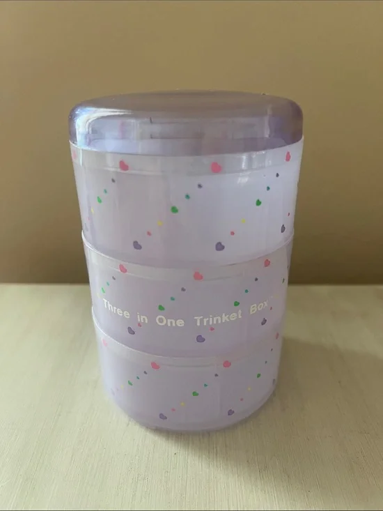 1980’s Three-in-One Trinket Box Stacker - Lavender Heart Design