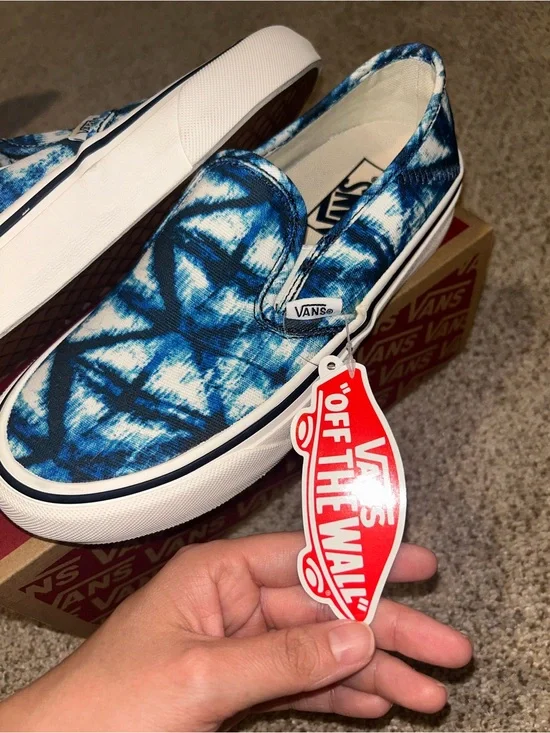 Vans Blue Tie-Dye Slip-On Canvas Sneakers