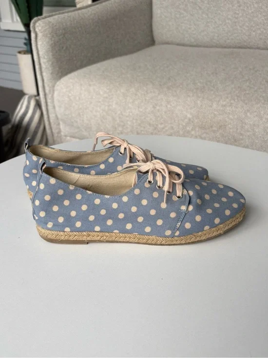 Cath Kidston Blue Polka Dot Lace-Up Espadrille Sneakers