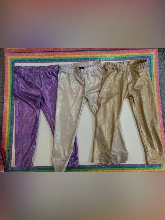 Old Navy Girls Shimmer Leggings in Gold, Pearl, Purple