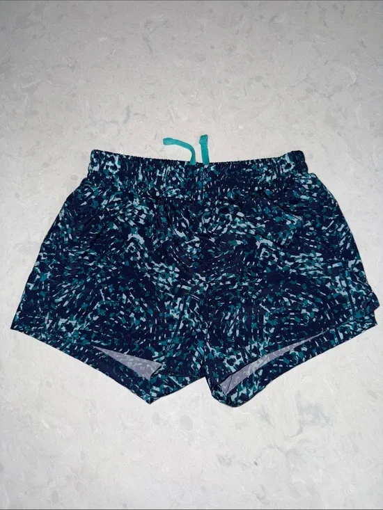 Old Navy Teal & Navy Printed Athletic Shorts with Drawstring Waist
