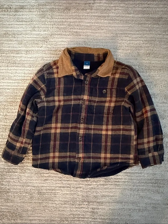 Old Navy Brown and Tan Plaid Button-Down Shirt