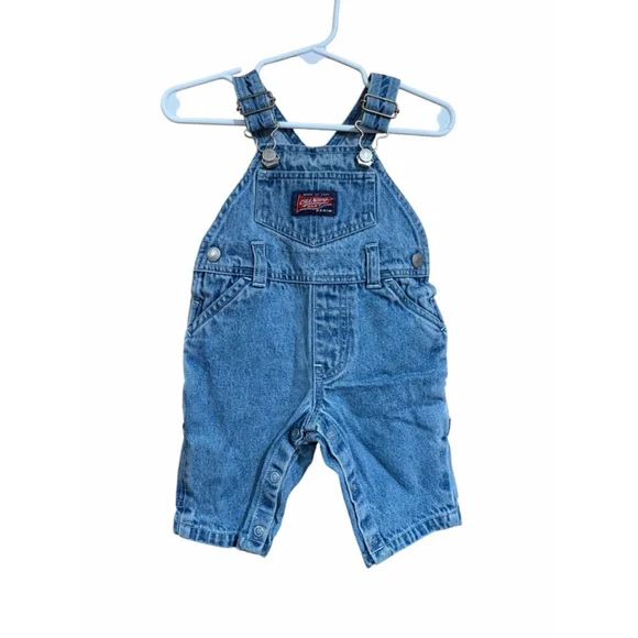 Vintage Old Navy Baby Denim Overalls Shortalls 0 3 Months Blue Jean