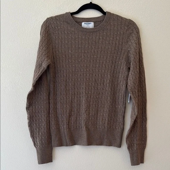 NWT Old Navy kids S TALL Brown Cable Knit preppy Sweater