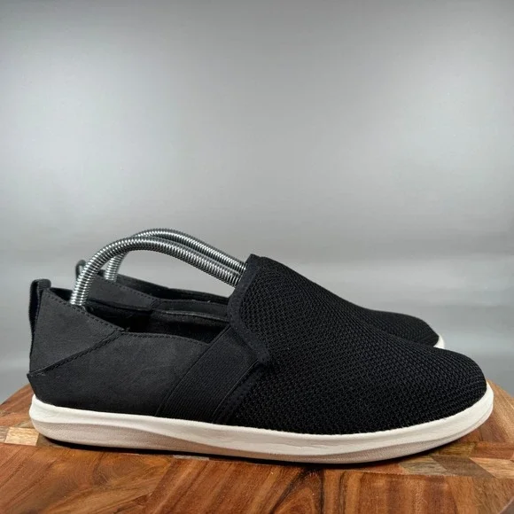 OluKai Hale'Iwa Black Slip On Mesh Sneakers Womens 10 20380-4040 Drop-in Heel