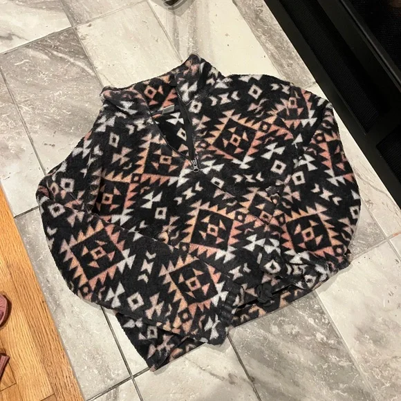 Old Navy Black and Pink Patterned Kids Hoodie