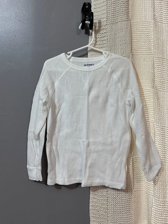 Kids Old Navy White Thermal Long Sleeve Top