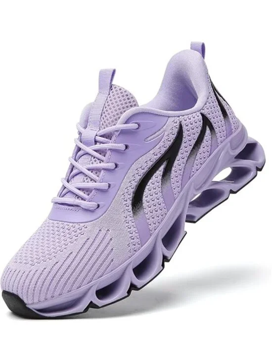 Women's Light Purple Mesh Sneakers Athletic Running Walking Shoes Lace-up