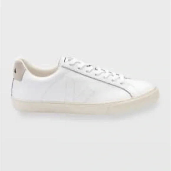 Veja Esplar Leather Logo White Sneakers Womens Size 7