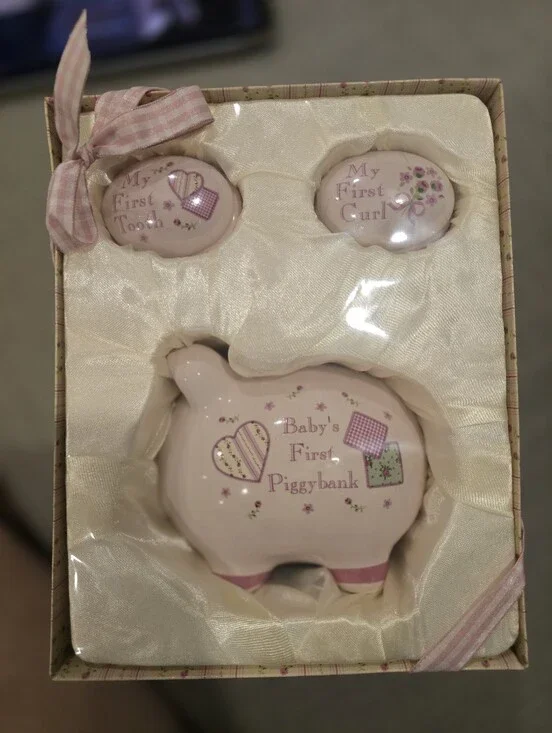 Baby's First Piggybank and Keepsake Set - Pink