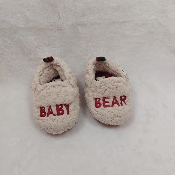 DEARFOAMS INFANT BABY BEAR RED SHERPA FAMILY HOLIDAY CHRISTMAS SLIPPERS SIZE 6-9