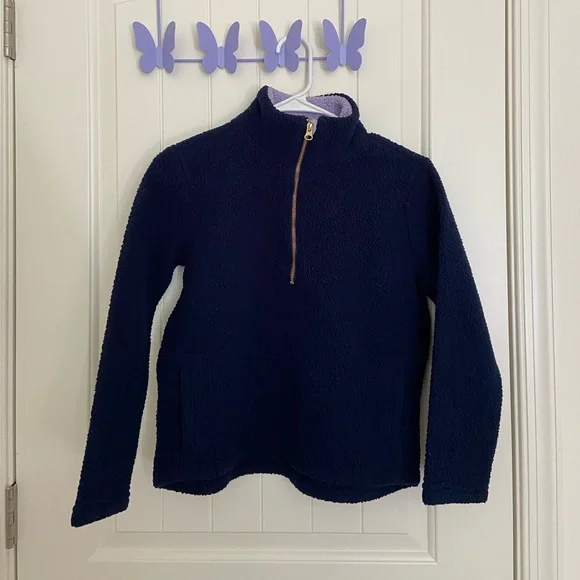 EUC Old Navy girl’s navy blue quarter zip fleece‎ pullover jacket large