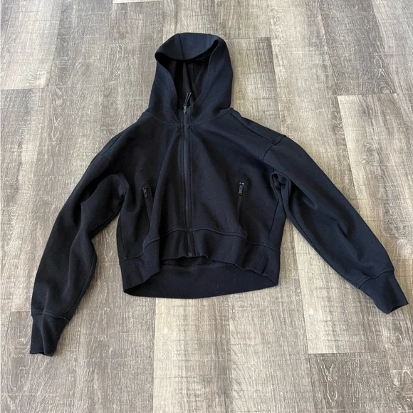 Old Navy Black Cropped Zip-Up Hoodie