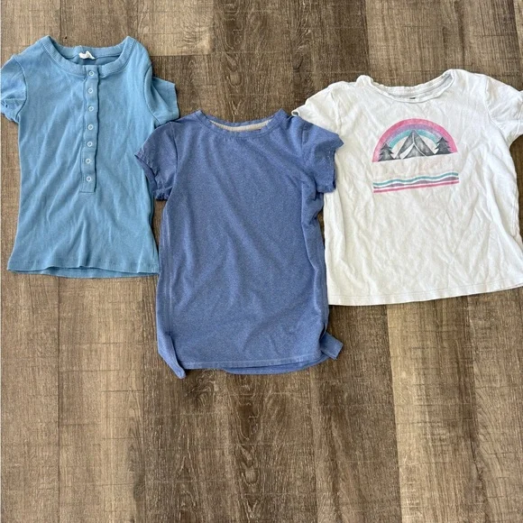Old Navy Girls Blue and White Short-Sleeve Tee Trio