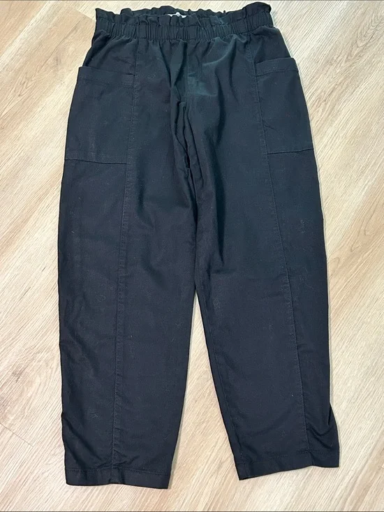Old Navy Black Elastic-Waist Pull On Pants for girls Size L 100% Cotton. Cargo