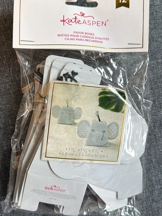 Kate Aspen White Elephant Favor Boxes with Black Tassel
