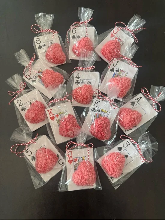 Alice in Wonderland Queen of Hearts soap party favors.