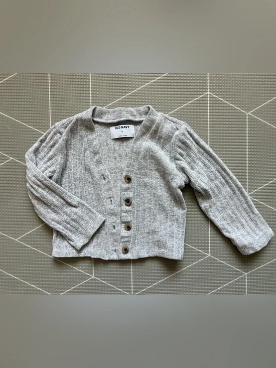 Old Navy Light Gray Ribbed Button Cardigan