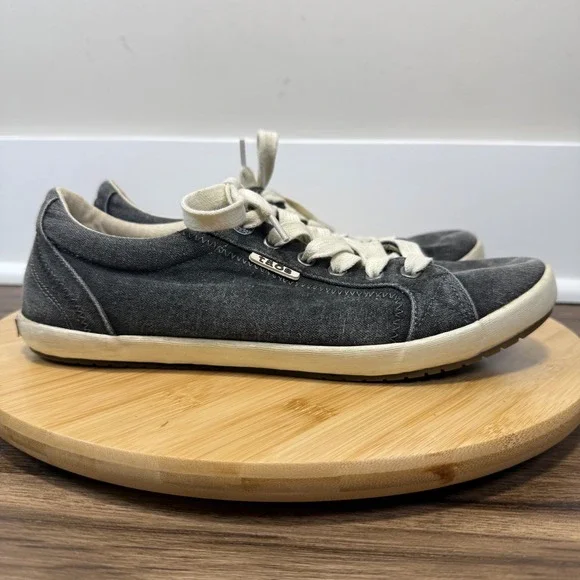 Taos Star Sneaker Womens 9.5 Charcoal Gray Washed Canvas STA-12844 Boho Neutral
